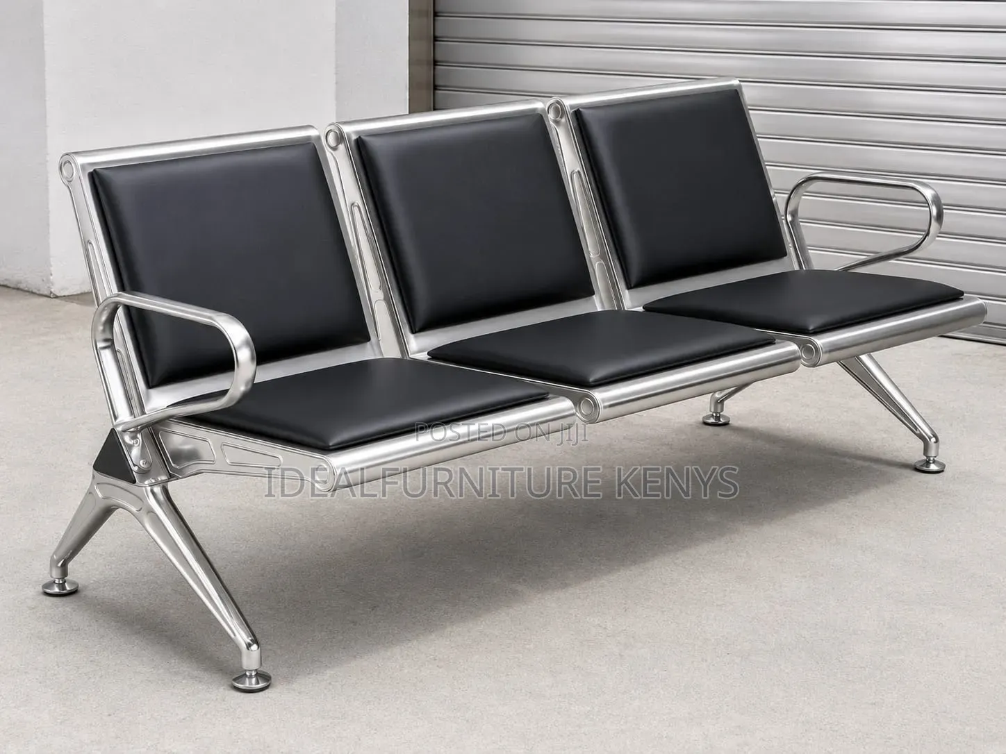 Black Leather Waiting Seat