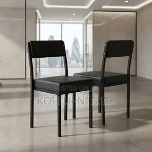 Office Chairs; Catalina Armless Black Leather Staff Chair