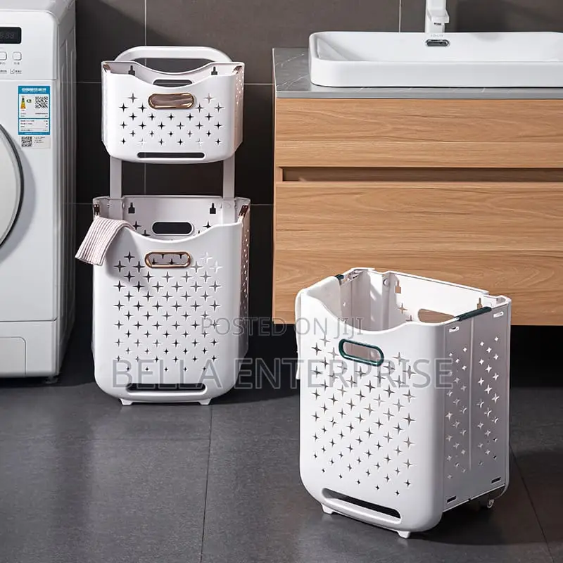 2-Tier Laundry Hamper With Wheels 3300/-2-Tier Design
