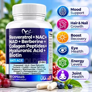 21-in-1 Anti-Aging Supplement–NAD+, Resveratrol, Berberine Collagen