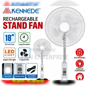 Kennede Rechargeable Standing Fan 18 Inches Led