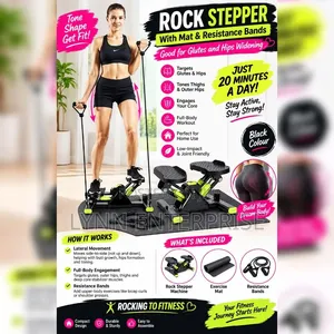 Rock Stepper With Mat and Resistance Bands)colour Black