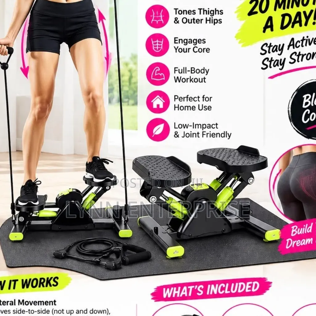 Rock Stepper With Mat and Resistance Bands)colour Black