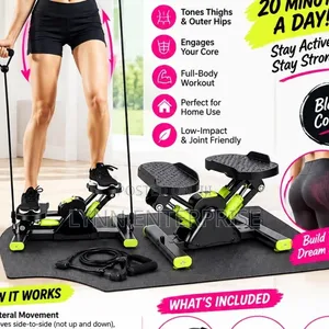 Rock Stepper With Mat and Resistance Bands)colour Black