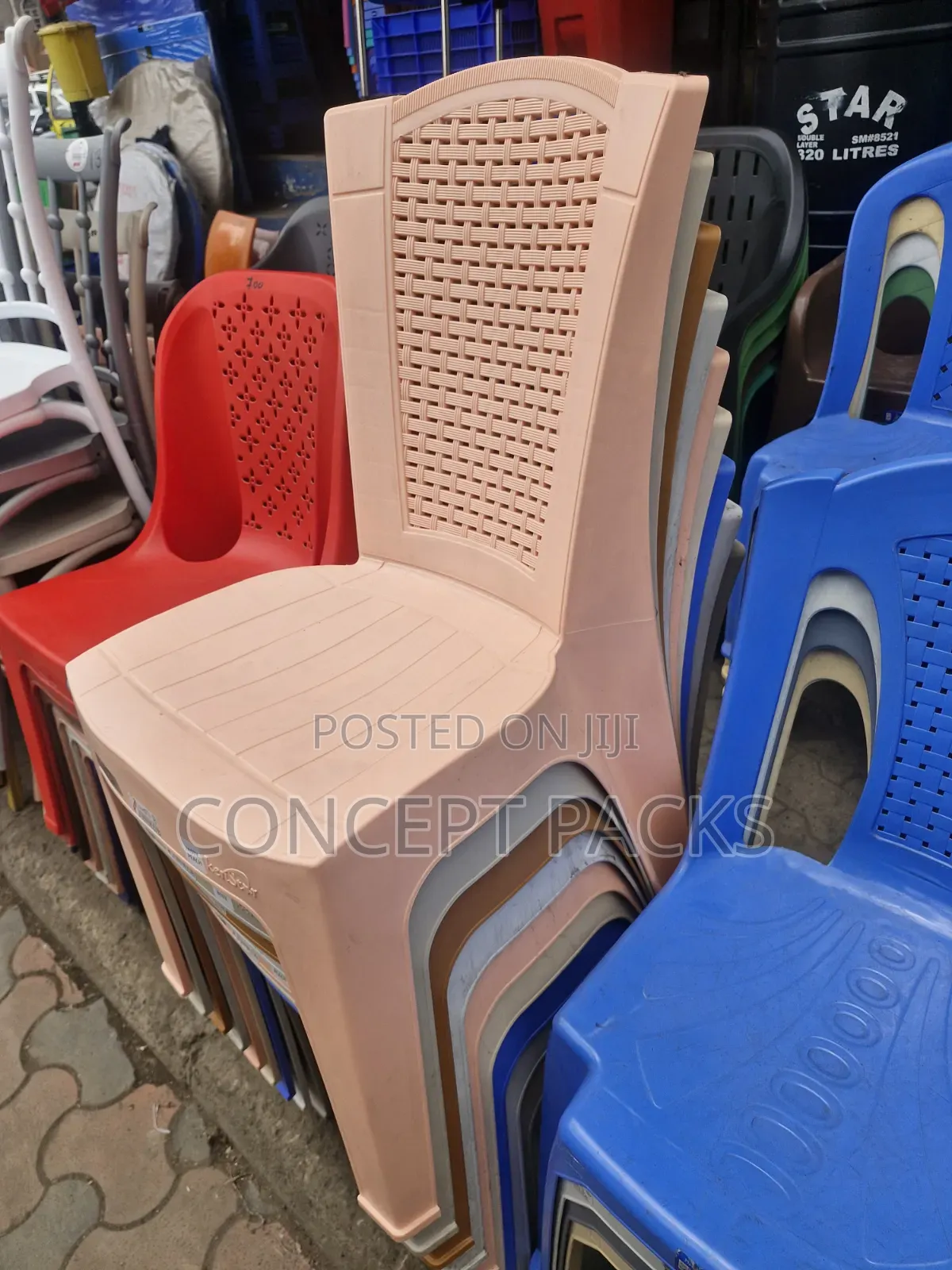 Accent Plastic Armless Chairs.