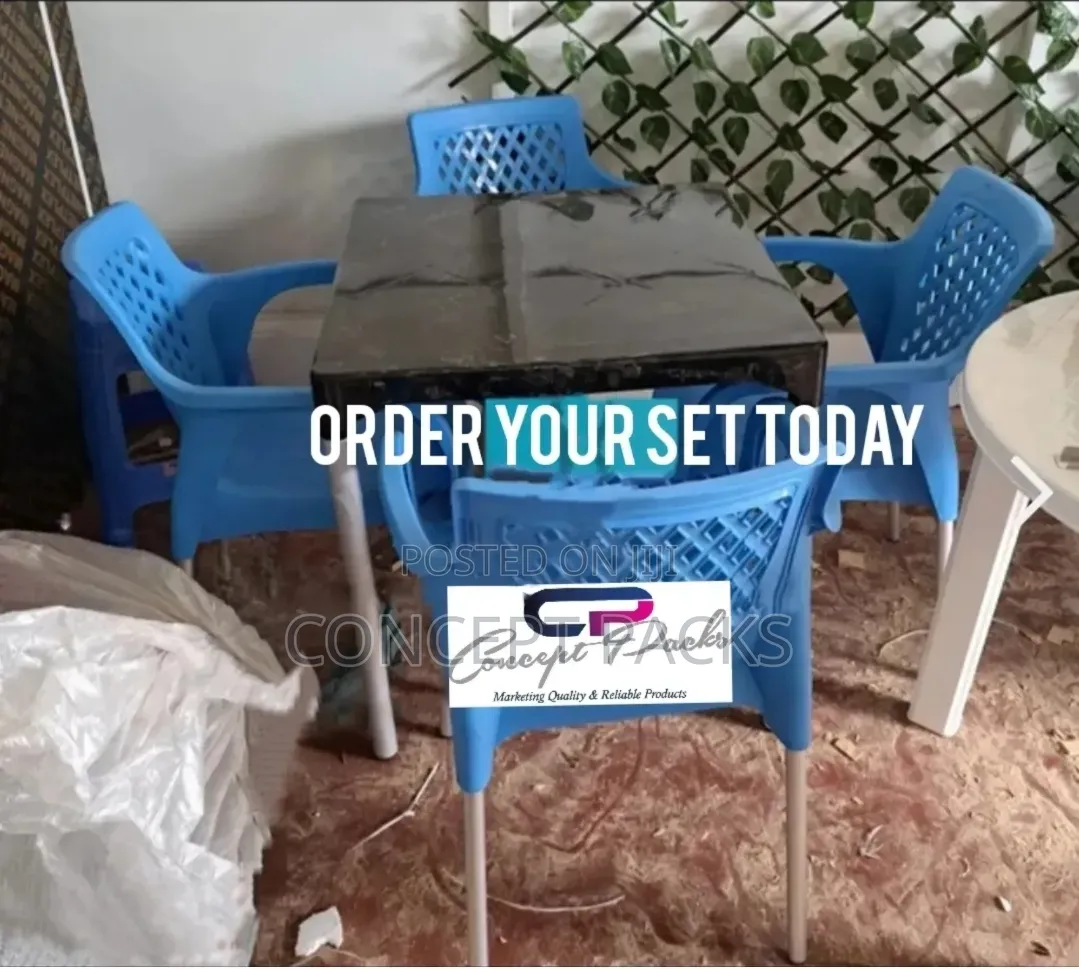4 Restaurant Chairs and Square Table Set.