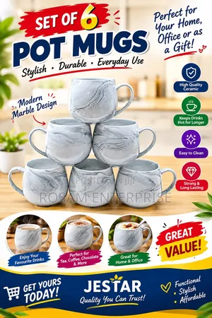 Set of 6 Pot Mugs