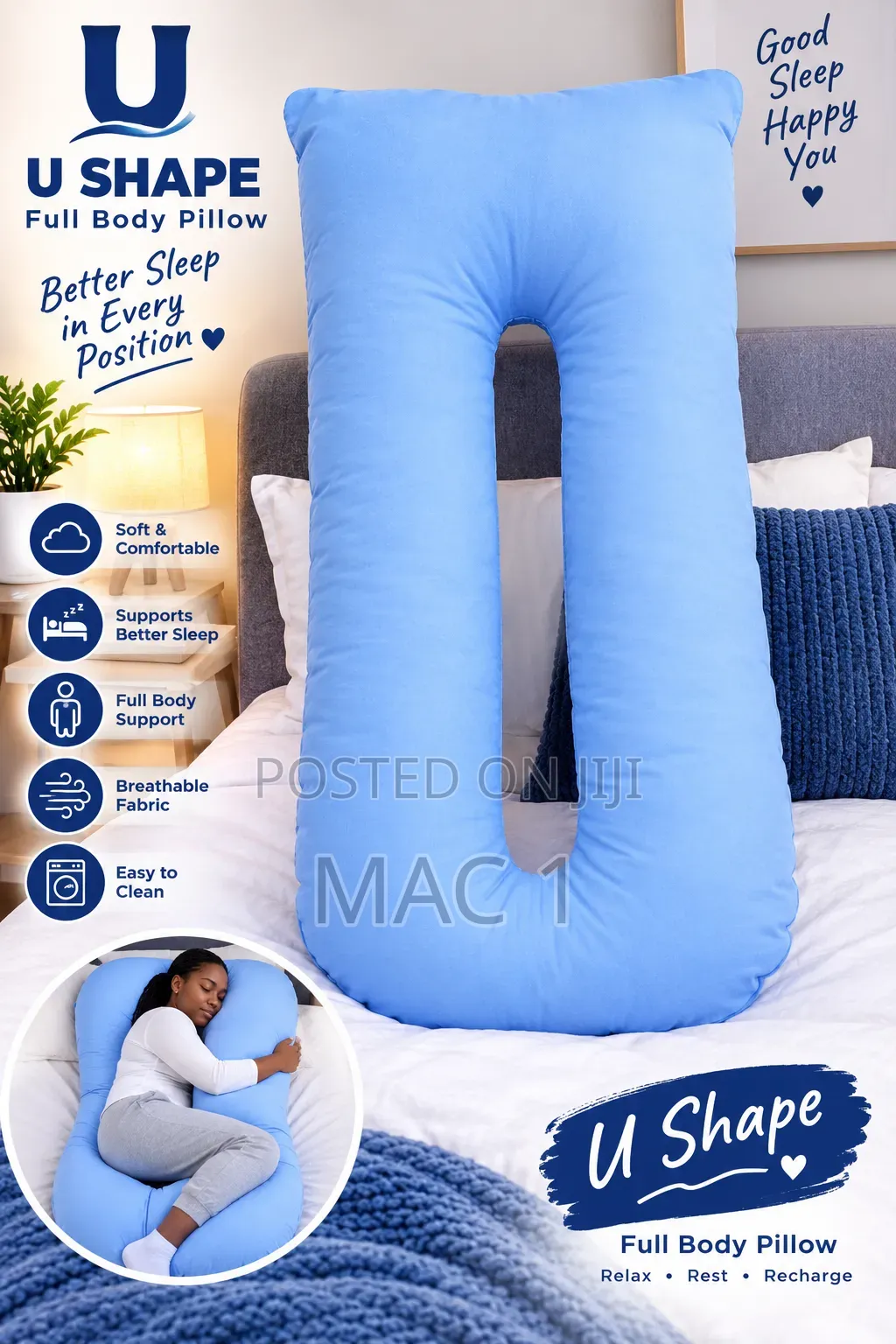 U-Shaped Pregnancy Pillow – Full Body Support