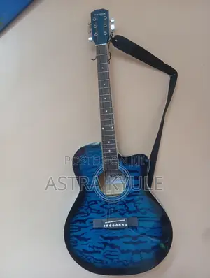 Blue Tiger Burst Acoustic Guitar With Shoulder Strap