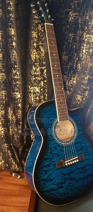 Blue Tiger Burst Acoustic Guitar With Shoulder Strap