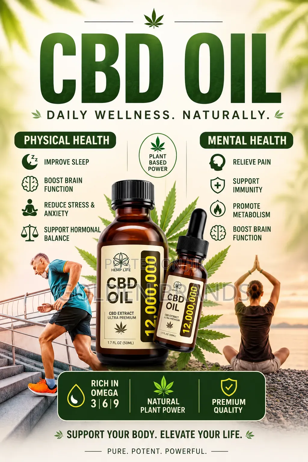 Organic CBD Oil 50ml High Potency 12,000,000mg for Maximum Benefits