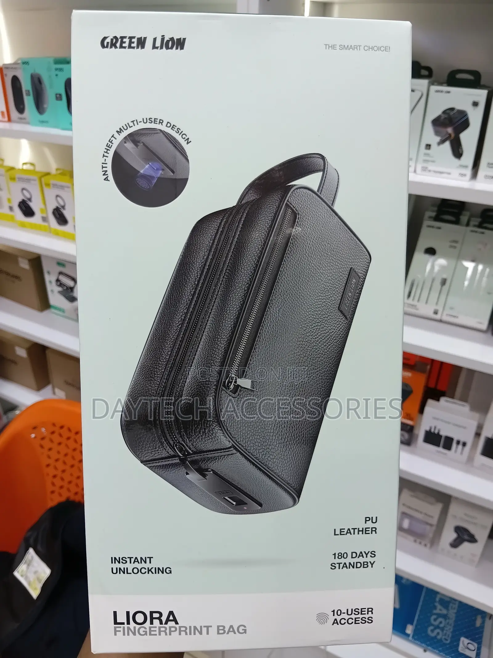 The Green Lion Liora Fingerprint Pouch Bag Black PU Leather.