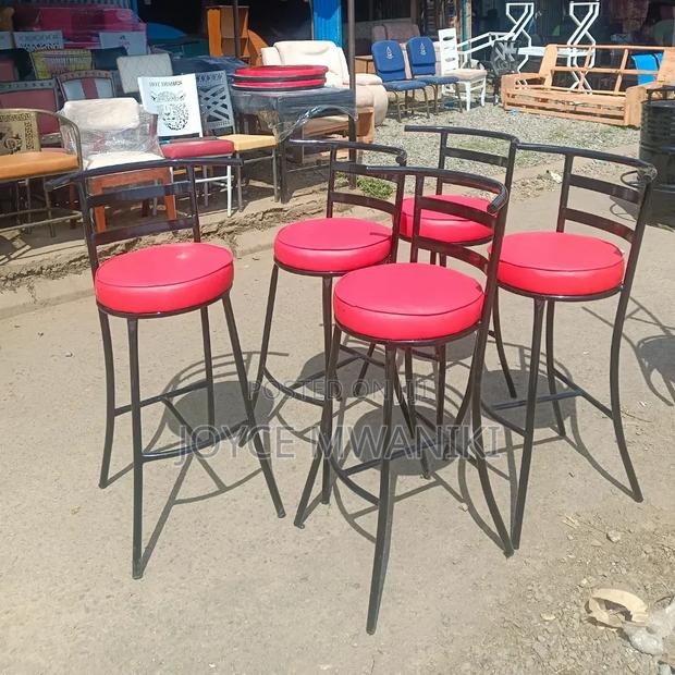 Round Red High Bar Stool With Backrest - main view