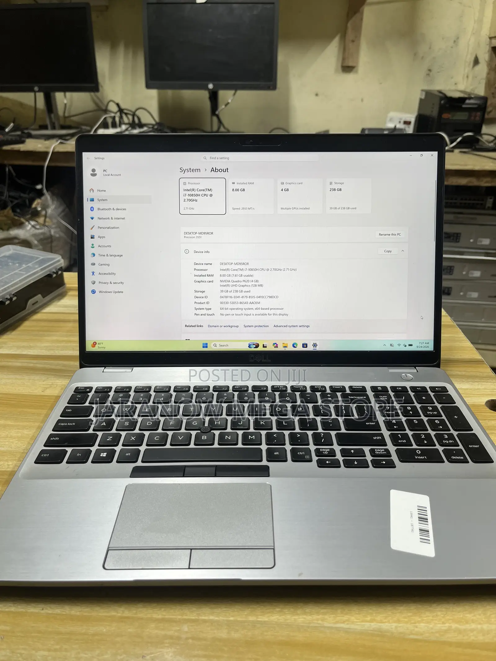 Laptop Dell Precision 3551 8GB Intel Core i7 SSD 256GB
