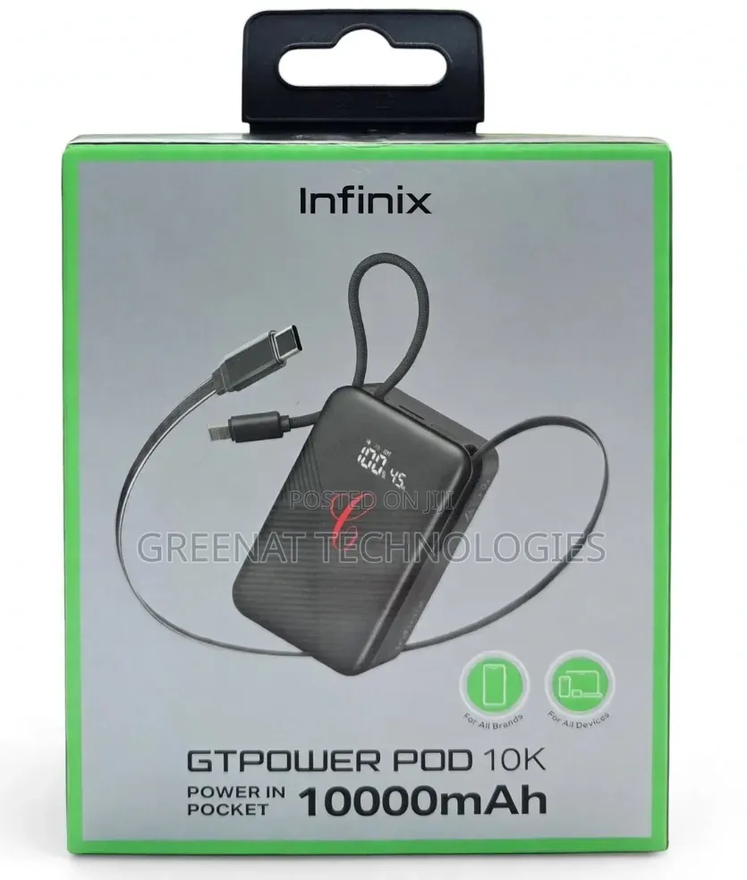 Infinix GT Power Pod 10000mAh 45W Power Bank Retractable Type C