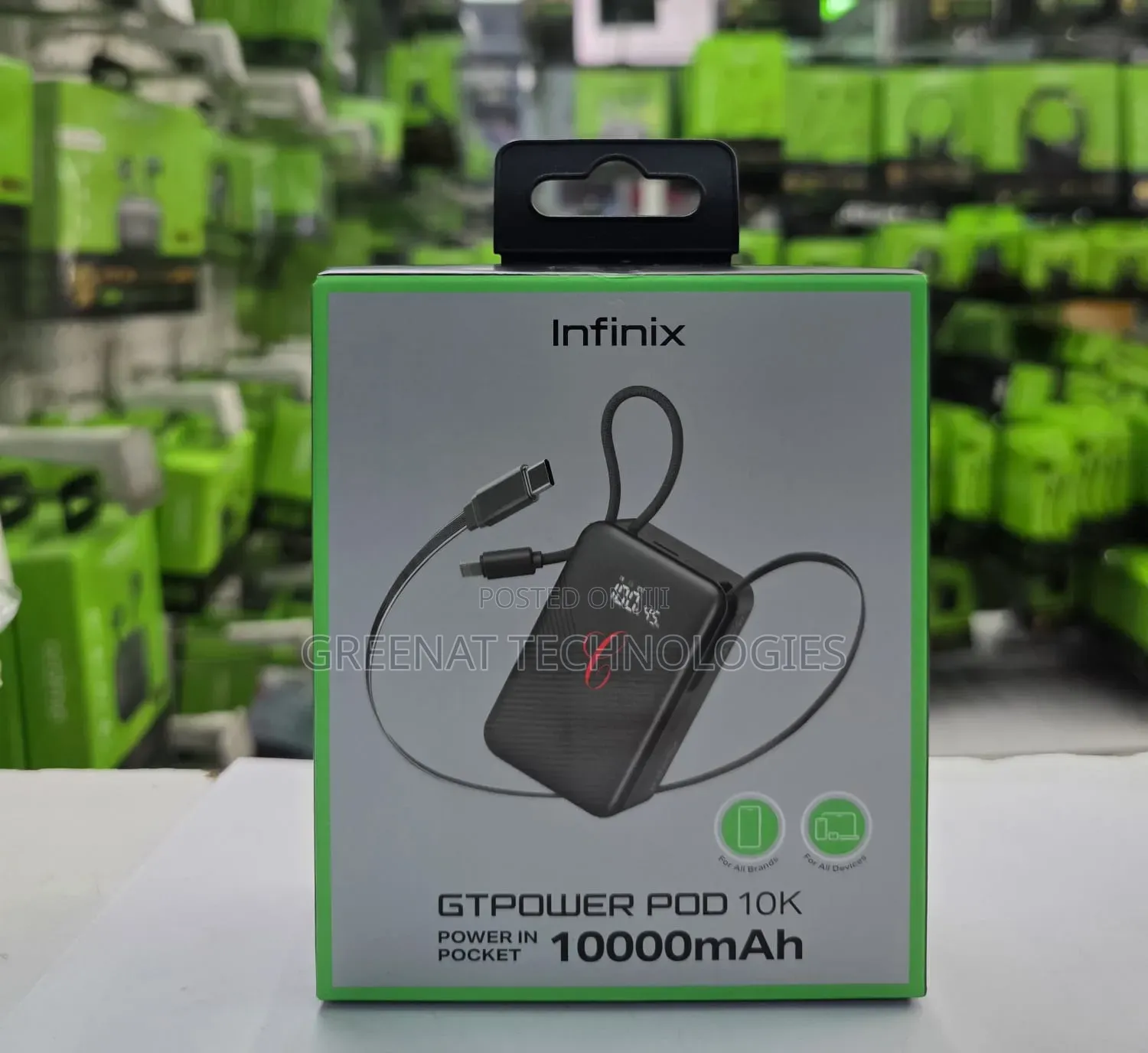 Infinix GT Power Pod 10000mAh 45W Power Bank Retractable Type C