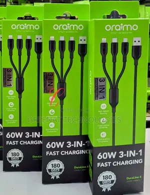 Oraimo DuraLine 60W 3-in-1 Fast Charging Cable Type C Lightning Micro