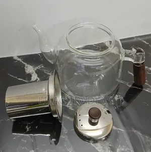 Premium Glass Tea Pot 1.2L With Strainer Bamboo Handle Alp