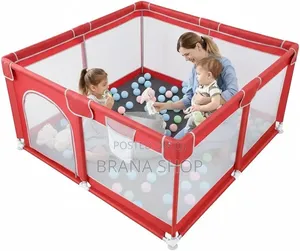 **Premium Red Square Baby Play Yard – Large Safety Playpen **