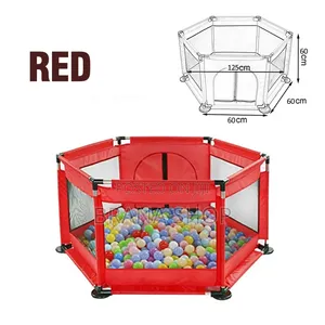 **Elegant Red Hexagonal Baby Playpen – Spacious Fun **