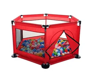 **Deluxe Red Hexagonal Baby Play Yard – Large Kids Playpen **