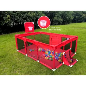 Elegant Red Rectangular Kids Playpen – Spacious Baby Activity Center