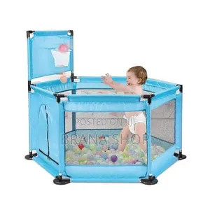 **Elegant Blue Hexagon Kids Playpen – Spacious Baby Play Yard **