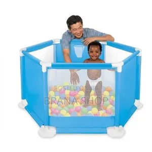 **Premium Blue Hexagonal Baby Play Yard – Large Activity Center **