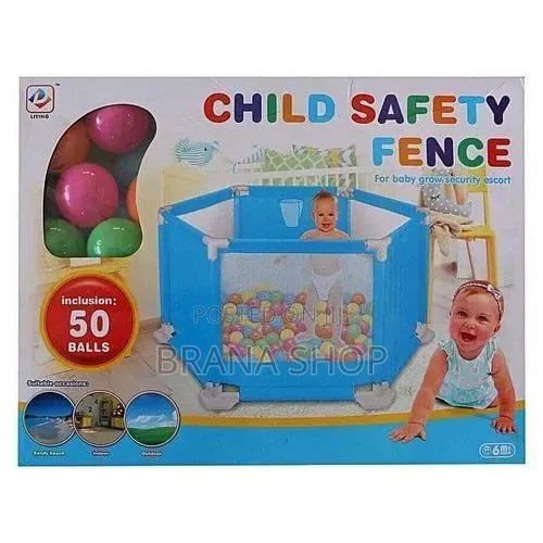 Stylish Blue Hexagonal Baby Playpen – Fun Spacious