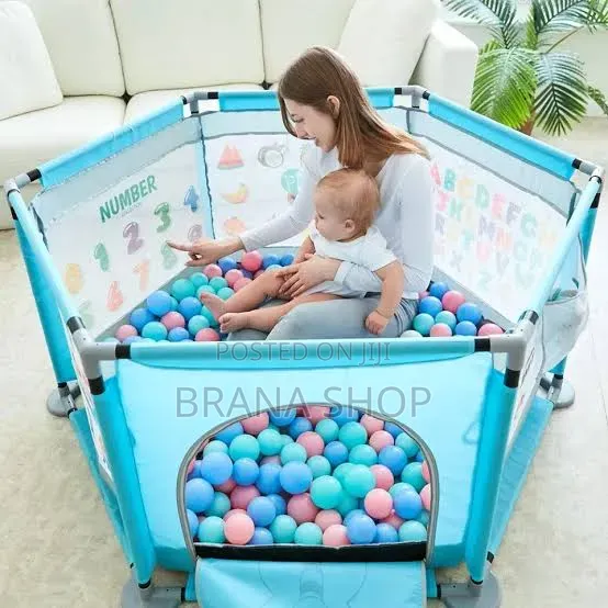 Spacious Blue Hexagonal Kids Playpen – Baby Activity Center 