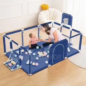 **Elegant Navy Blue Rectangular Baby Play Yard – Spacious Playpen **