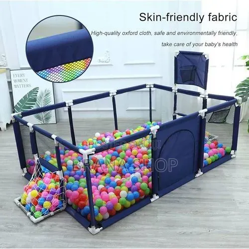 Premium Navy Blue Rectangular Kids Playpen – Large Activity Area 