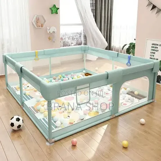**Elegant Pastel Green Baby Playpen – Spacious Kids Play Yard **