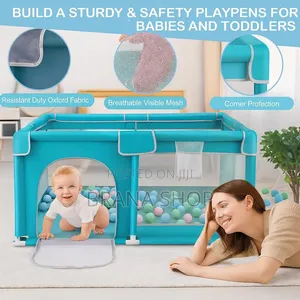 Premium Light Blue Square Baby Play Yard – Large Activity Center 