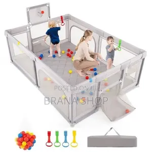 **Smart Grey Baby Safety Playpen – Large Kids Activity Yard **