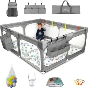 **Deluxe Grey Large Baby Playpen – Stylish Kids Activity Center **