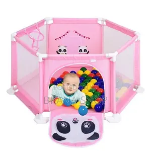 **Elegant Pink Hexagon Kids Playpen – Spacious Baby Play Yard **