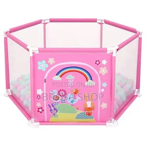 **Premium Pink Hexagonal Baby Play Yard – Fun Activity Center **