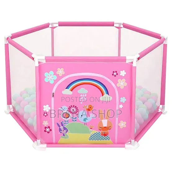 **Premium Pink Hexagonal Baby Play Yard – Fun Activity Center **
