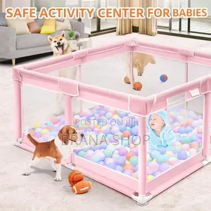 **Elegant Pink Square Kids Playpen – Spacious Baby Activity Yard **