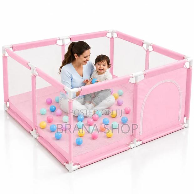 **Unique Pink Square Baby Playpen – Fun Spacious ** - main view