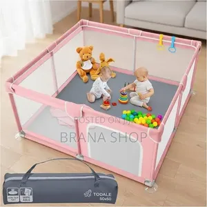 **Smart Pink Rectangular Baby Playpen – Spacious Kids Play Yard **