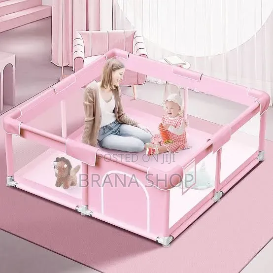 Spacious Pink Rectangular Kids Playpen – Baby Toddler Activity Yard