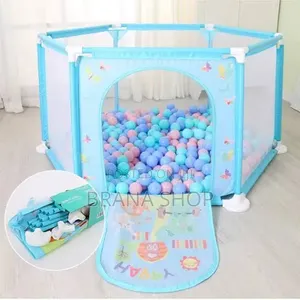 Premium Light Blue Hexagonal Baby Play Yard – Kids Activity Center 