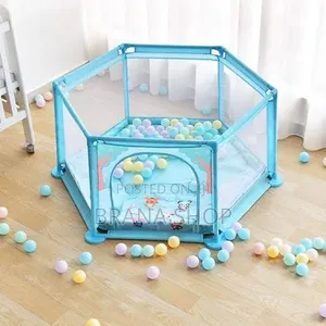 **Unique Light Blue Hexagonal Baby Playpen – Fun Spacious **