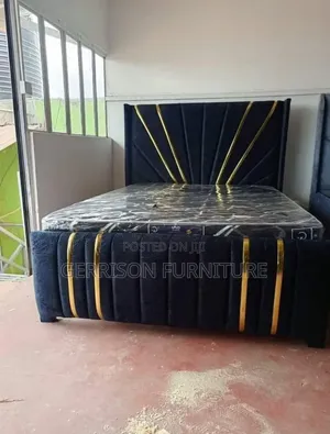 5*6 Chester Luxury Velvet Panel Bed Frame With Mattress