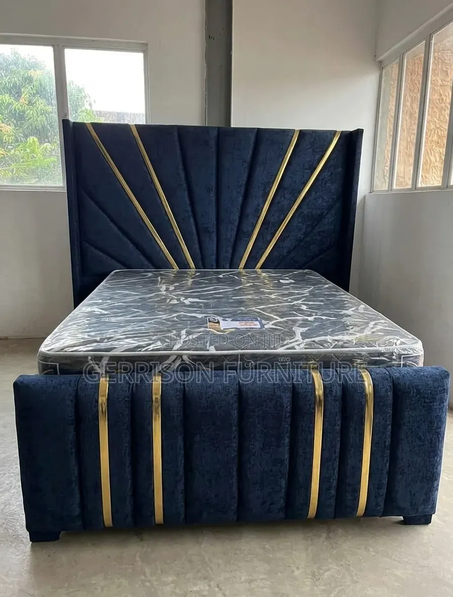 5*6 Chester Luxury Velvet Panel Bed Frame With Mattress
