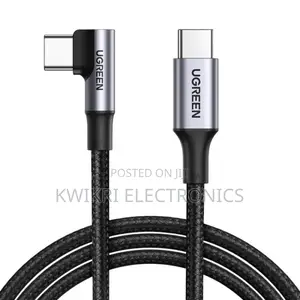 Ugreen USB-C to USB-C PD Fast Charging 90 Degree Cable 5A Max Black 1m