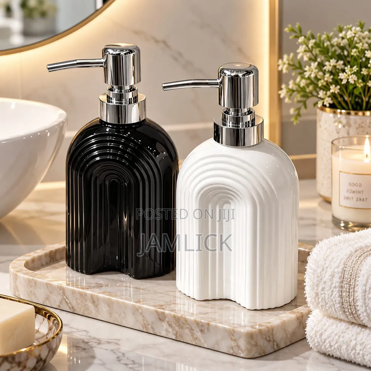 Ribbed Ceramic Soap Dispenser - Av