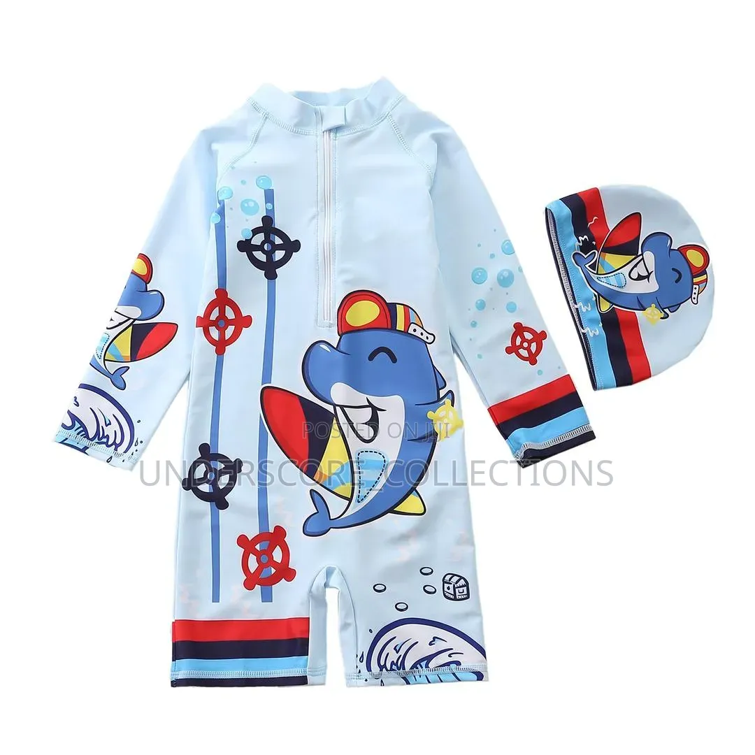 Boys Two Piece Swimming Gear-Full Gear and Hat